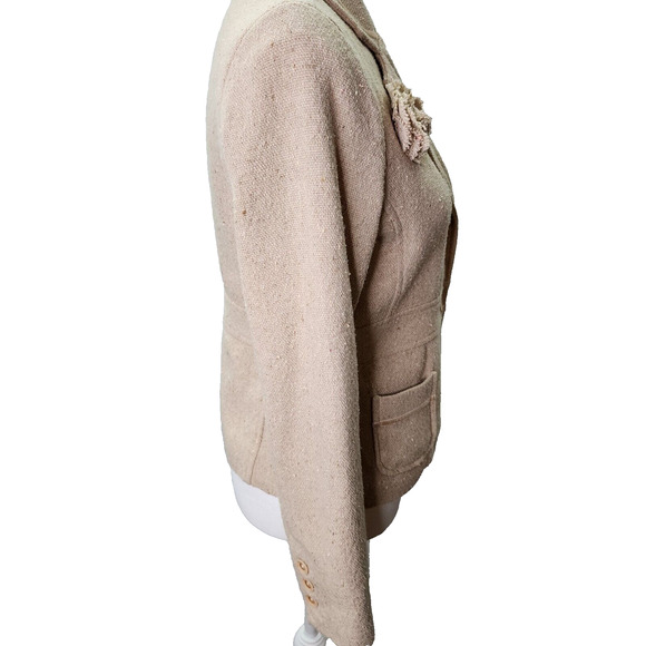 Old Navy Jacket Womans SMALL Khaki Wool Blend Blazer Pockets Lined Office Church - Picture 8 of 13